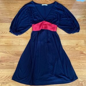 XXI Brand / Forever 21 Navy Blue Dress with Red Satin Sash